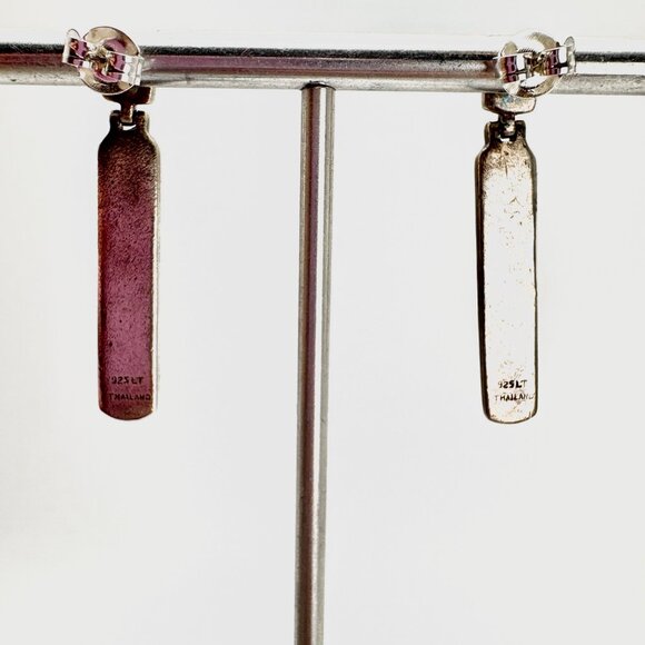 VTG Solid Sterling Silver 925 Scroll Design Dangle Earrings Size 1.5" Length - Picture 7 of 12